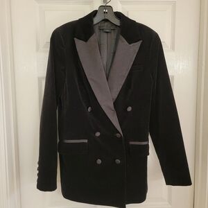 WORTH New York Black Velvet Double Breasted Tuxedo Jacket